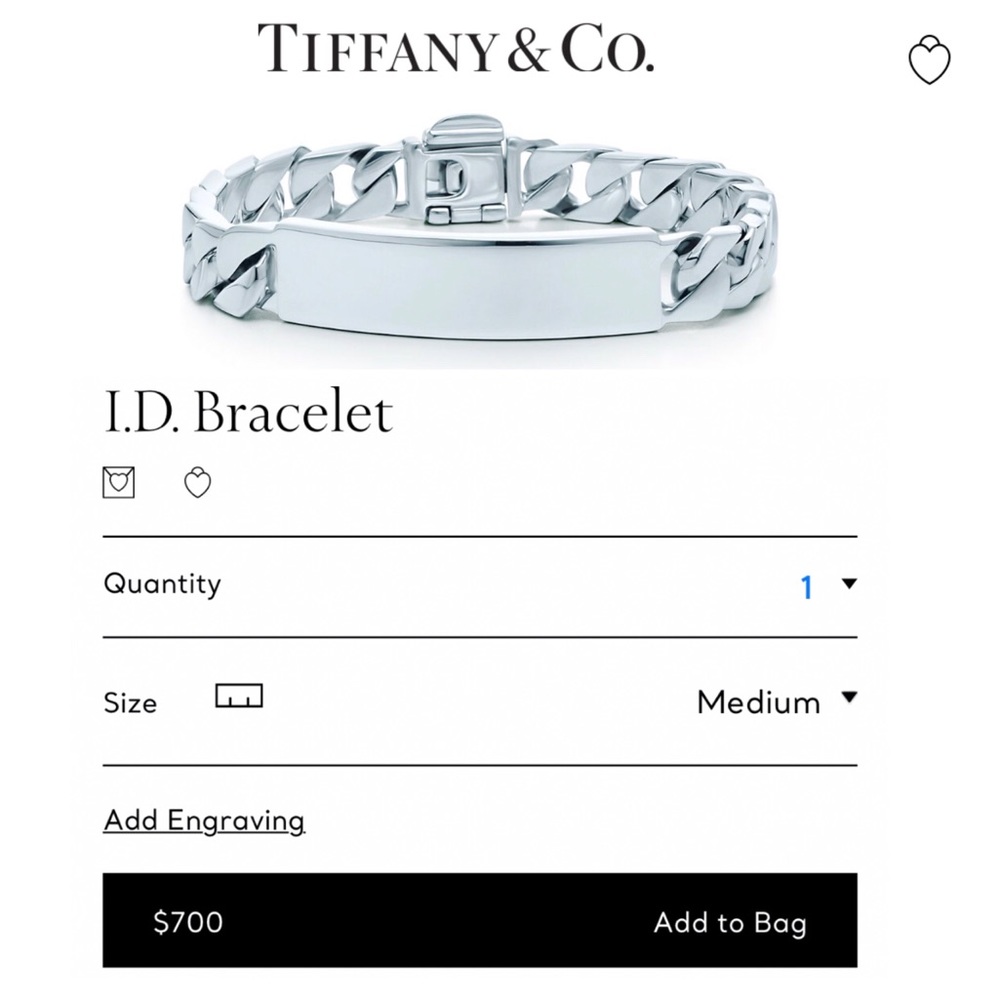 Men’s Sterling Silver Tiffany & Co. ID Cuban Bracelet